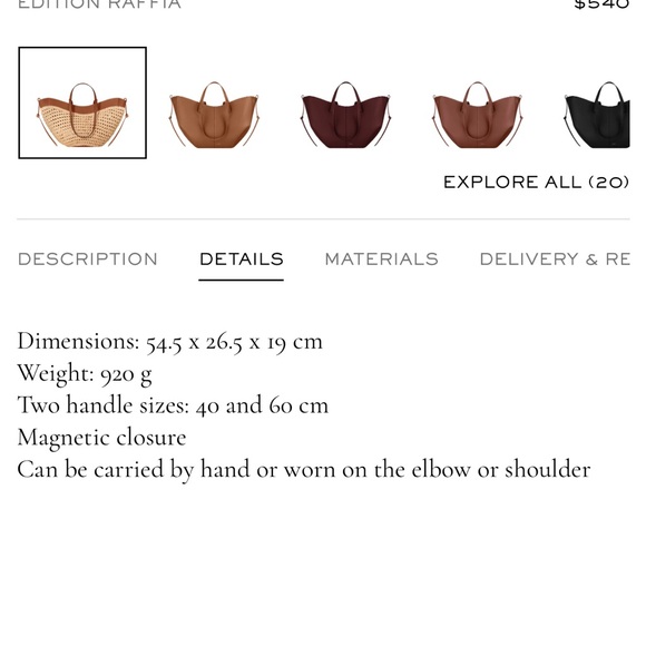 POLENE raffia cyme Tote with Brown Leather Trim - Picture 4 of 4